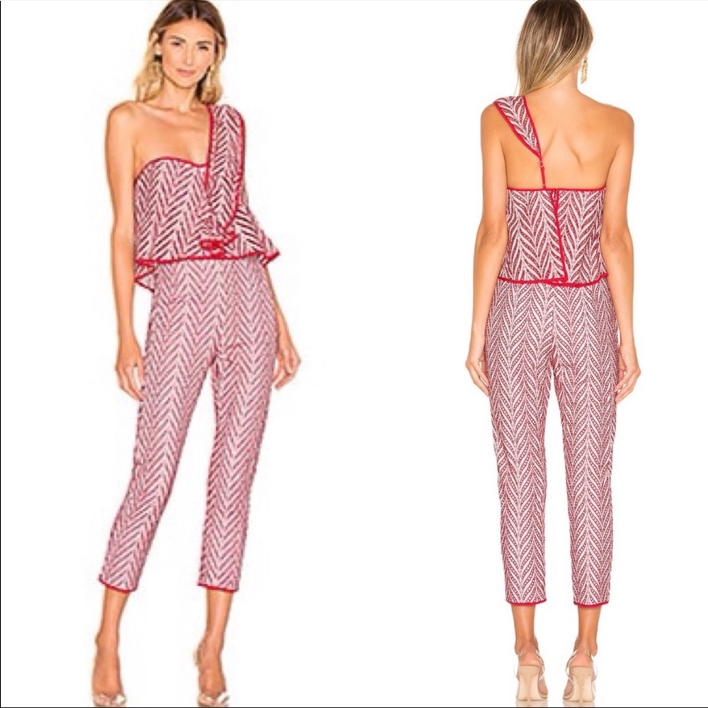 Lovers and Friends Flint Jumpsuit in Red and White - Size XS